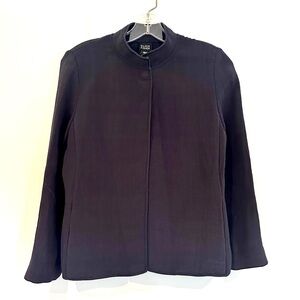 Eileen Fisher‎ High Collar Magnetic Clasp Silk Blend Jacket Women's XS Navy